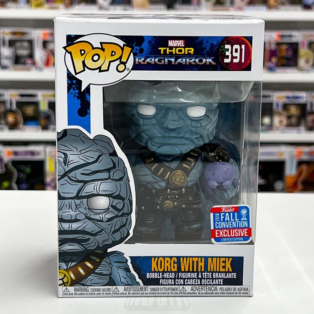 Funko Pop Marvel Thor Ragnarok Korg w/Miek 391 2018 Fall Con NYCC Vinyl Figure